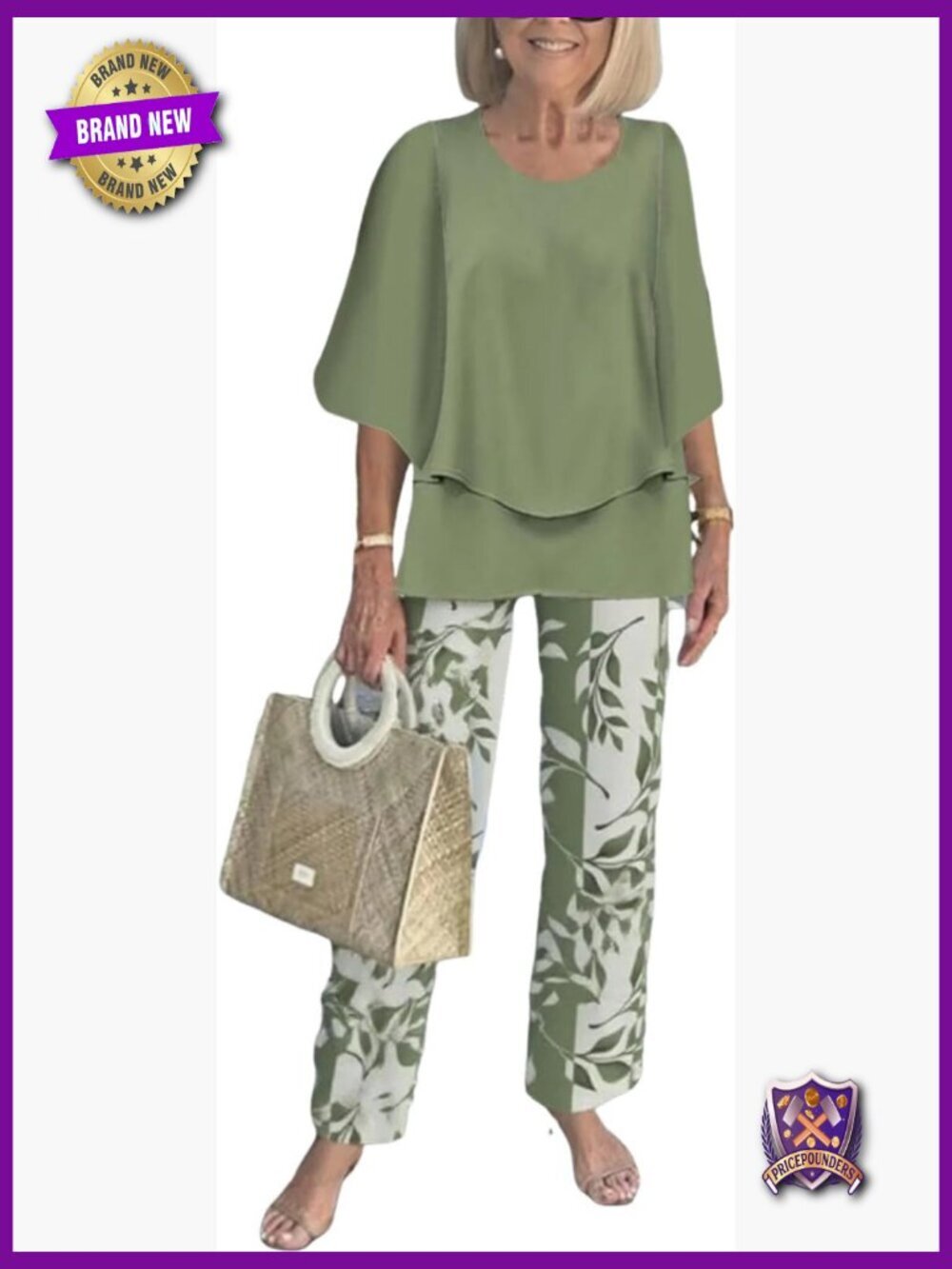 Women's Summer Lounge 2 Piece Set 3/4 Sleeve Top Wide Leg Pants